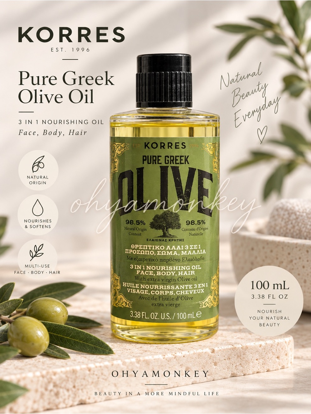 Korres Pure Greek Olive 3-in-1 Nourishing Oil $48